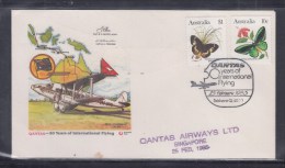 Qantas 1985 50 Years International Flying, Brisbane To Singapore Cover - Premiers Vols