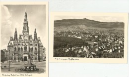 REICHENBERG Gegen Jeschken Sudeten Rathaus Am Adolf-Hitler Platz Isergebirge 2 Karten - Sudeten