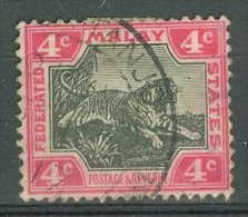 FEDERATED MALAY STATES 1904-22: ISC 35d Black / YT 29 / Sc 28, Wmk Mult Crown CA, O - FREE SHIPPING ABOVE 10 EURO - Federated Malay States