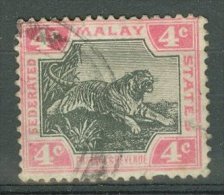 FEDERATED MALAY STATES 1904-22: ISC 35a Grey & Rose / YT 29 / Sc 28, Wmk Mult Crown CA, O - FREE SHIPPING ABOVE 10 E - Federated Malay States