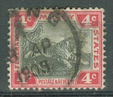 FEDERATED MALAY STATES 1904-22: ISC 35a Grey & Rose / YT 29 / Sc 28, Wmk Mult Crown CA, O - FREE SHIPPING ABOVE 10 E - Federated Malay States