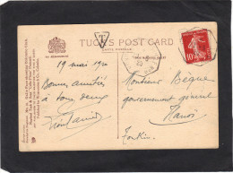 Yvert 138 Semeuse Cachet Octogonal YOKOHAMA à MARSEILLE N°8 De 1920 Sur Carte Postale Colombo Ceylan Pour Hanoï Tonkin - Poste Maritime