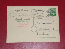 Bonn 1954 Bundespräsident Heuss 1 Grosser Kopf 10 Pf 0 Gebraucht Ganzsache Postal Stationery Bund Germany Postkarte - Postkaarten - Gebruikt