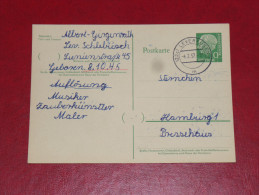 Leverkusen 1954 Bundespräsident Heuss 1 Grosser Kopf 10Pf 0 Gebraucht Ganzsache Postal Stationery Bund Germany Postkarte - Postkaarten - Gebruikt