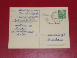 Leverkusen 1954 Bundespräsident Heuss 1 Grosser Kopf 10Pf 0 Gebraucht Ganzsache Postal Stationery Bund Germany Postkarte - Postcards - Used