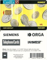 CARTE A PUCE TEST DEMO GSM AUTRE CARDEX 95 US WEST SIEMENS ORGA PORTE-MONNAIE - Cartes De Salon Et Démonstration