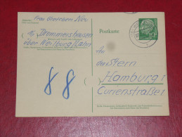 Weilburg 1954 Bundespräsident Heuss 1 Grosser Kopf 10Pf 0 Gebraucht Ganzsache Postal Stationery Bund Germany Postkarte - Postcards - Used