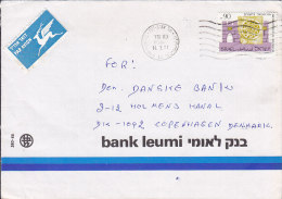 Israel "Pegasus" Par Avion Label BANK LEUMI, TEL AVIV 1991 Cover Lettera To Denmark (2 Scans) - Aéreo