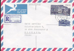 South Africa Airmail Lugpos Par Avion Registered Einschreiben Label STEYNING 1989 Cover Brief To Denmark (2 Scans) - Brieven En Documenten