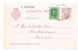 SPAIN ESPAGNE STATIONERY ENTEIR ENTERO POSTAL ALFONSO XIII  1910 USED TO ALEMANIA (SEE BACK) - 1850-1931