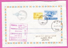 ROUMANIE ROMANIA RUMANIEN 1971 - Premier Vol First Flight Erstflug  Bucarest Bucharest Bukarest Vienne Vienna Wien - Covers & Documents