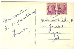 LGM FRANCE - MAZELIN 1f50x2 SUR CP ST GAUDENS / FIGEAC 12/8/1947  AU TARIF  DU 8/7/1947 - 1945-47 Cérès De Mazelin