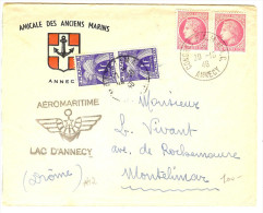 LGM FRANCE - MAZELIN 1f50x2  SUR LE ANNECY/MONTELIMAR OBL. COMM. F.A.M.M.A.C 20/10/1946 TARIF DU 1/1/1946 TAXEE - 1945-47 Ceres (Mazelin)