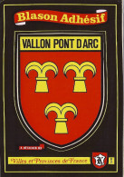 Cp écussons Auto-adhésifs Vallon Pont D'arc, Armoiries, - Vallon Pont D'Arc