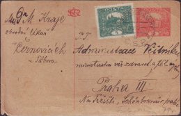 CZECHOSLOVAKIA - POSTCARD - ČERNOVICE / ČEČHY  To PRAHA - 1920 - Cartes Postales