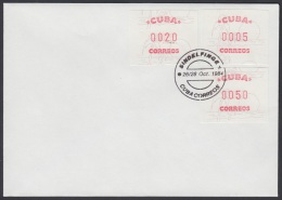 FRAMA-3 CUBA. 1984. FERIA INTERNACIONAL DEL SELLO. SINDELFINGE. GERMANY. ALEMANIA. SOBRE CON LA SERIE COMPLETA. INTERNAT - Franking Labels