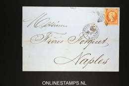 France Yv Nr 23 , A Lettre Obl. Étoile  A Naples Italy 1867 - 1849-1876: Classic Period