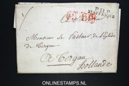 France Lettre 1823 Saint-Affrique P.I.P.P. St. Affrque  , P.I.P.P En Rouge A Bergen / Mons (?) - 1801-1848: Precursors XIX