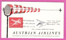 AUTRICHE AUSTRIA OSTERREICH - 1961  Erstflug Premier Vol First Flight Wien Vienne Vienna Dusseldorf - Eerste Vluchten