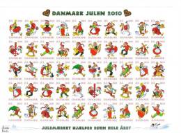 Feuille De Vignettes De Noël Du Danemark 2010 Adhésive Non Dentelée Neuve - Plaatfouten En Curiosa