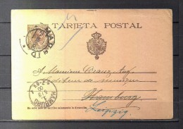 1900 MADRID , ENTERO POSTAL ED. 36, CIRCULADO A HAMBURGO, ALFONSO XIII, PELÓN - 1850-1931