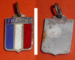 Rare Médaille Médaillette En Métal Argenté émaillé France Drapeau Français - Sonstige & Ohne Zuordnung