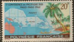 FRENCH POLYNESIA 1962 20f Map SG 22 UNHM #KW42 - Unused Stamps