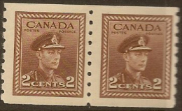 CANADA 1942 2c KGV Coil Pair SG 390 UNHM FD127 - Francobolli In Bobina