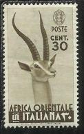 AFRICA ORIENTALE ITALIANA AOI EASTERN ITALIAN 1938 SOGGETTI VARI CENT. 30 C MNH - Italian Eastern Africa