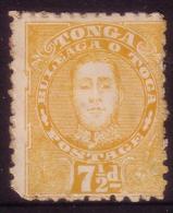 #032 - 1895 Early Tonga  SG 35  -  7 1/2d Yellow Orange - Cat £45.00 - Tonga (1970-...)