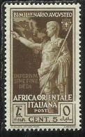 AFRICA ORIENTALE ITALIANA  AOI EASTERN ITALIAN 1938 AUGUSTO CENT. 5 CENTESIMI MNH - Italian Eastern Africa
