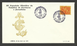 Portugal Cachet Commémoratif  Expo Philatelique Ecrivains Journalistes 1970 Event Pmk Phila Expo Writers Journalists - Postal Logo & Postmarks