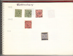 Lot De Timbres Sur Charnières Württemberg 1907 à 1919 (Satz Von Briefmarken Mit Scharnier ; Württemberg) - Sonstige & Ohne Zuordnung
