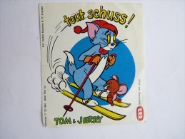 RARE AUTOCOLLANT TOM ET JERRY 1980   -pour BARQUETTES 3 CHATONS - Tout Schuss ! - Stickers