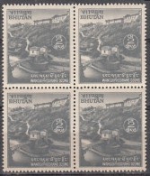 BHUTAN 1971, 1972,  Monastery, Wangdiphodrang Dzong & Bridge ,Definitive ,2ch Block Of 4(,MNH(**) - Abbeys & Monasteries