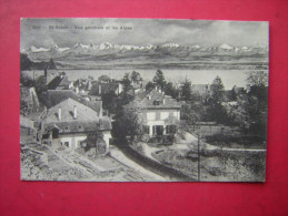 CPA   SUISSE     ST AUBIN  VUE GENERALE ET LES ALPES          VOYAGEE  TIMBRE - Saint-Aubin/Sauges