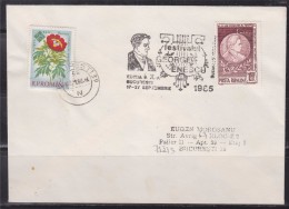 = Roumanie Festival Georges Enescu 2 Timbres Enveloppe Bucarest 17-27 Septembre 1985 - Postmark Collection