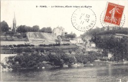 Cpa - Fumel - Le Château , L'école Laique Et L'église ( En L´état ) - Fumel