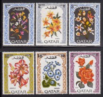 Qatar MH Scott #214-#219 Set Of 6 Flowers - Freesia, Azalea, Ixia, Amaryllis, Cineraria, Rosa - Qatar