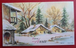 - MIGNONNETTE BONNE ANNEE - ILLUSTRATEUR  PL- PAYSAGE ET MAISONS SOUS LA NEIGE - - Gougeon