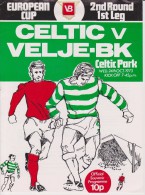 Official Football Programme CELTIC - VELJE Danmark European Cup ( Pre - Champions League ) 1973 2nd Round - Uniformes Recordatorios & Misc