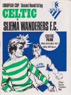 Official Football Programme CELTIC - SLIEMA WANDERERS Malta European Cup ( Pre - Champions League ) 1971 2nd Round - Kleding, Souvenirs & Andere