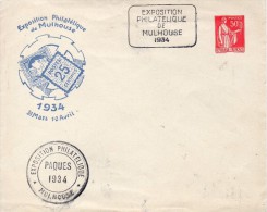 FRANCE ENTIER POSTAL TSC EXPOSITION MULHOUSE 1934 - Enveloppes Types Et TSC (avant 1995)