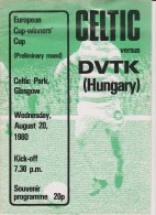 Official Football Programme CELTIC - DVTK Hungary European Cup Winners Cup 1980 Preliminary Round - Uniformes Recordatorios & Misc