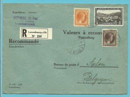 166+168+208 Op Brief Aangetekend VALEURS A RECOUVRER / POSTAUFTRAG Met Stempel LUXEMBOURG - Brieven En Documenten