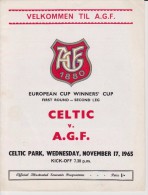 Official Football Programme CELTIC - AGF AARHUS Denmark European Cup Winners Cup 1965 1st Round VERY RARE - Uniformes Recordatorios & Misc