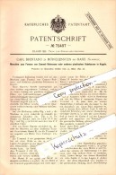 Original Patent - Carl Brentano In Münchenstein Bei Basel , 1893 , Maschine Zum Formen Von Cement-Rohmasse !!! - Autres & Non Classés