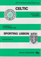 Official Football Programme CELTIC - SPORTING LISBON UEFA Cup 1983 2nd Round - Kleding, Souvenirs & Andere