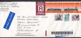 Canada Airmai Par Avion & Security Registered Labels EDMONTON 1990 Cover Lettre 2x $2 McAdam Railway Station (2 Scans) - Luchtpost