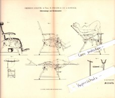 Original Patent - H. Strauss & Co. In Rostock I. Mecklenburg , 1882 , Untersuchungs- Und Operationsstuhl , Arzt  !!! - Rostock